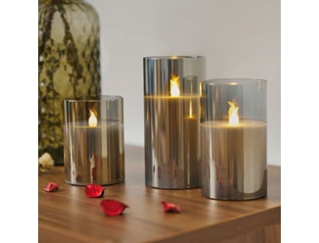 Conjunto de 3 Velas PAULEEN Classy Smokey 10 Cm 12,5 Cm Et 15 Cm