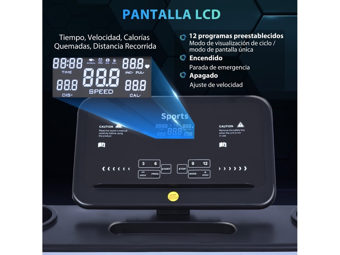 HOMCOM Passadeira de Correr e Andar Dobrável com 12 Programas Velocidade  até 14km/h Tela LED Pulsômetro Superfície 122x41cm e Rodas de Transporte  153x77x124cm Preto