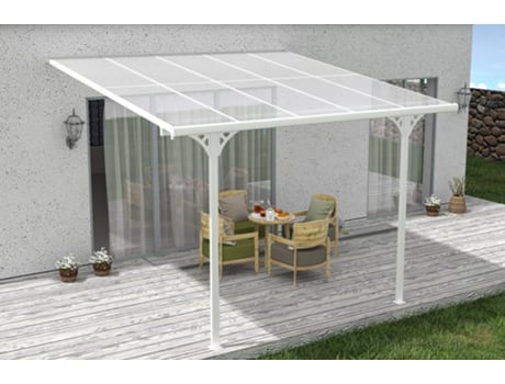 Pérgola garagem de parede kleo 300 x 300cm alumínio branco