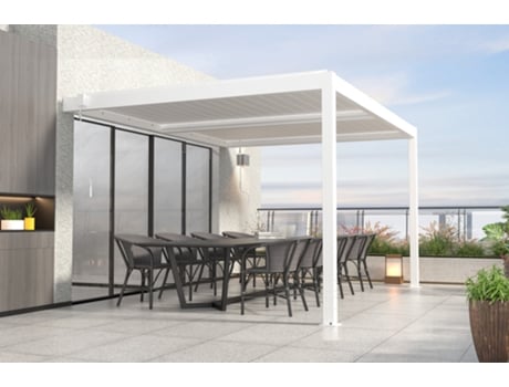 Cazeboo pérgola bioclimática de parede santa 400 x 300cm branca