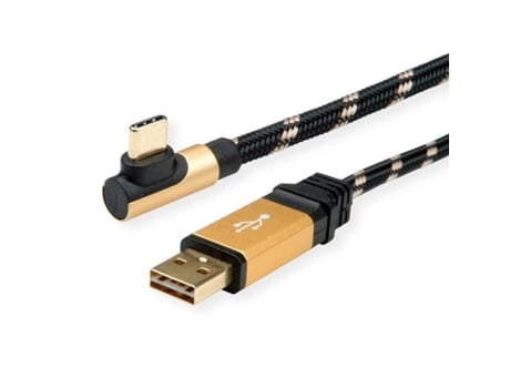 Cabo ROLINE GOLD (USB-A e USB-C - 1.8m - Preto)