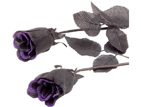 Decorações de Halloween  Rosa Preta com Purple Glitter