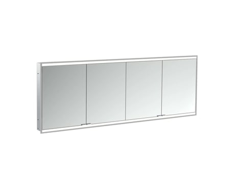 Armário Espelho Iluminado EMCO Prime 2 Facelift 1800 Mm 4 Portas Modelo de Encastrar 9497 Cor: Alumínio/Branco