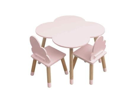 Mesa Infantil com 2 Cadeiras REBECCA MOBILI Sapote Rosa 44X60X60 Cm