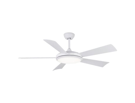 Sulion 072050 Ventilador de tecto com luz LED e 5 pás Diâmetro 132 cm, Branco