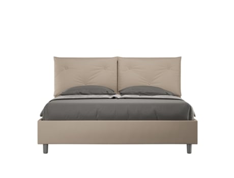 Cama de Casal Queen Size com Arrumação Estofada AppiaITYHOME (160 x 210 cm - Painéis de Melamina e Couro Sintético)