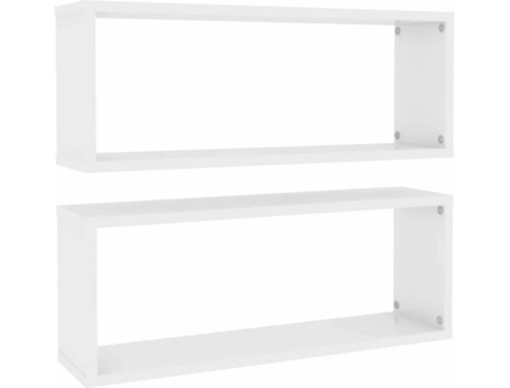 vidaXL Prateleiras de parede suspensas 2 pcs 120x23,5x3,8cm MDF branco