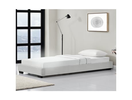 Cama CORIUM (Couro Sintético - Branco - 90x200 cm)