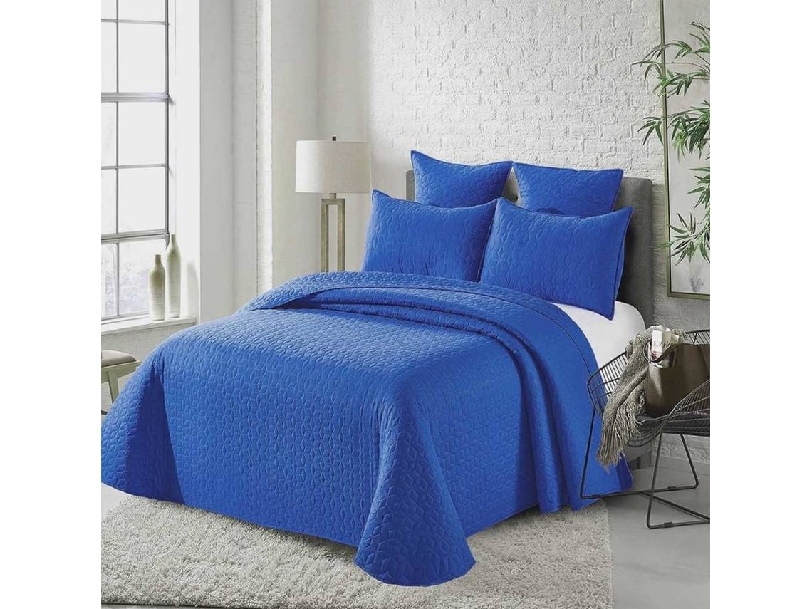 Colcha COTTON ARTEAN Castro (Azul - Cama De 180 Cm - Poliéster) | Worten.pt