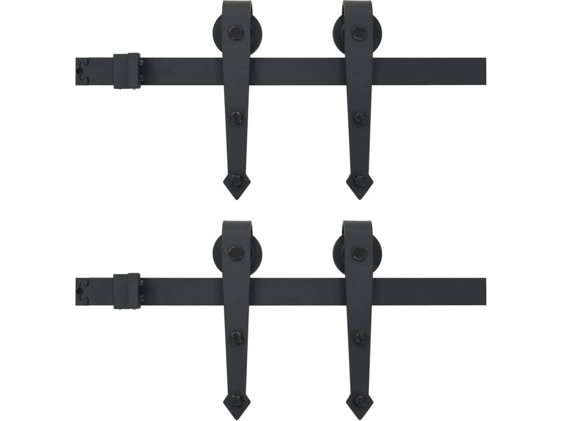 Kit de ferragens para porta deslizante 2x183 cm aço preto, personal arte  ferragens 