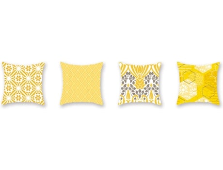 Pack de 4 Almofadas Decorativas WJS Amarelo (45x45cm)