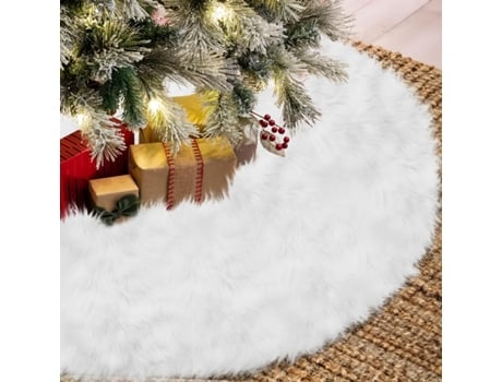 Saia para Árvore de Natal 180 Cm Saia de Cabelo Longo Branco Puro Super Macio Saia Redonda para Árvore de Natal para Decorações de Natal AURUM