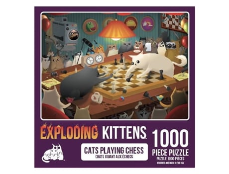 Puzzle EXPLODING KITTENS Cats Playing Chess (1000 Peças)