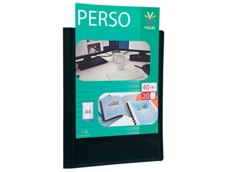 Portefolio Personalizavel VIQUEL A4 20 Bolsas Preto 042705