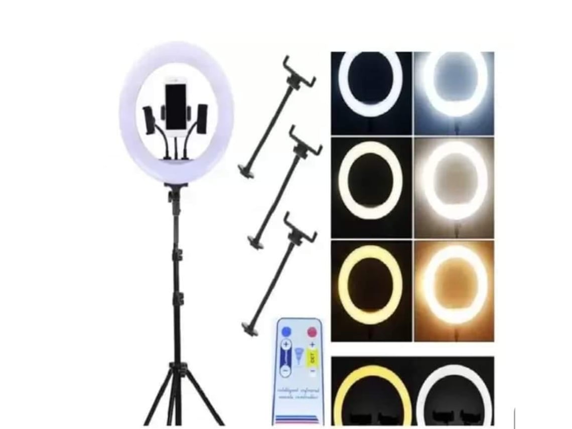 Ring Light – Tripé Suporte para 1 Telemóvel 36cm Diâmetro