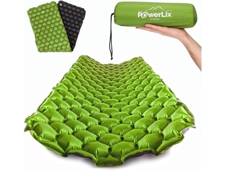 Powerlix tapete inflável ultraleve, ideal para acampamento, mochila, caminhadas, bolsa inflável, kit de reparo de bolsa de transporte