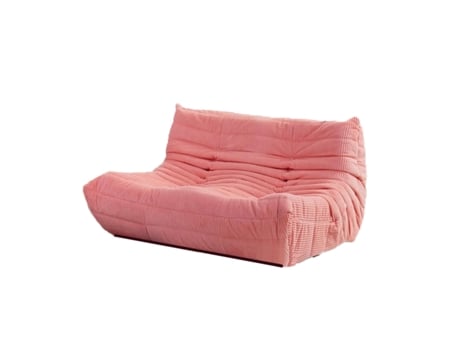 Loveseat Togo Rosa Sem Montagem Conforto em Espuma de Dupla Camada Apoio Ergonómico Estofamento de Tecido de Toque Suave SOFTEVA