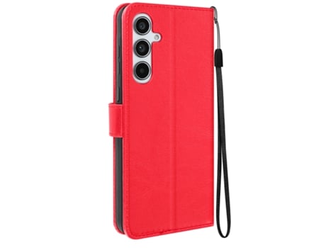 Capa com Cordão Aba Proteção Pulso para Samsung Galaxy A55 MAYAXESS Pele Vermelho