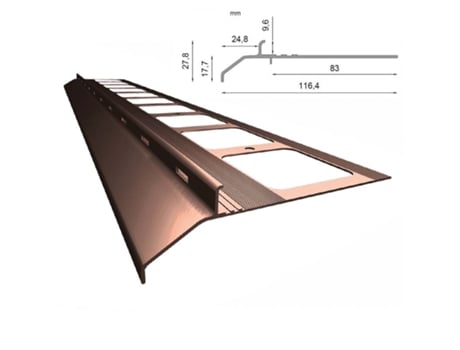 Perfil RENOPLAST de Aluminio para Aleaciones K20 200Cm Marrón Acabado Del Suelo Suelos de Resina Sistemas de Drenaje de Agua Perfil Angular