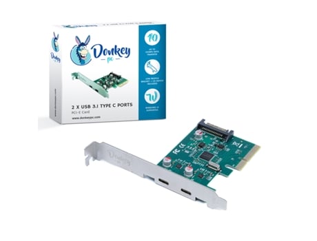 Placa DONKEY PC Pcie com 2 Portas Usb 3.1 Tipo C