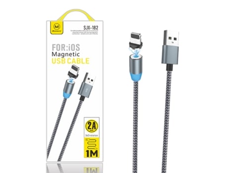 Cabo Usb para Apple Iphone 15 Ultra MIMACRO Lightning Sjx 182 Magnético Rotação 360º 1M 2A Cinzento