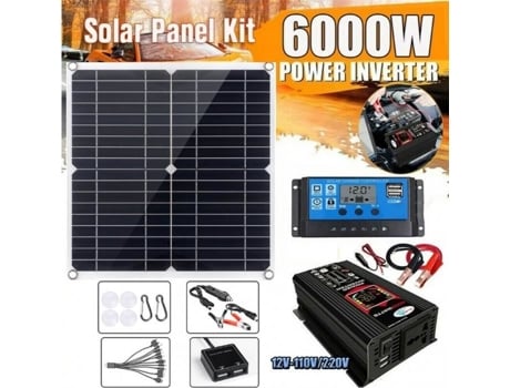 Kit completo de inversor de gerador de energia solar 6000W 12V-110V painel solar 200W 100A QINGQUE