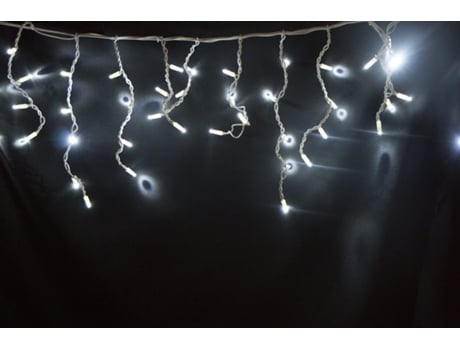 Cortina Ice Led Branco Frio 3Mt*0,50Mt 114 Leds. Cabo Borracha Branco DECATILUM