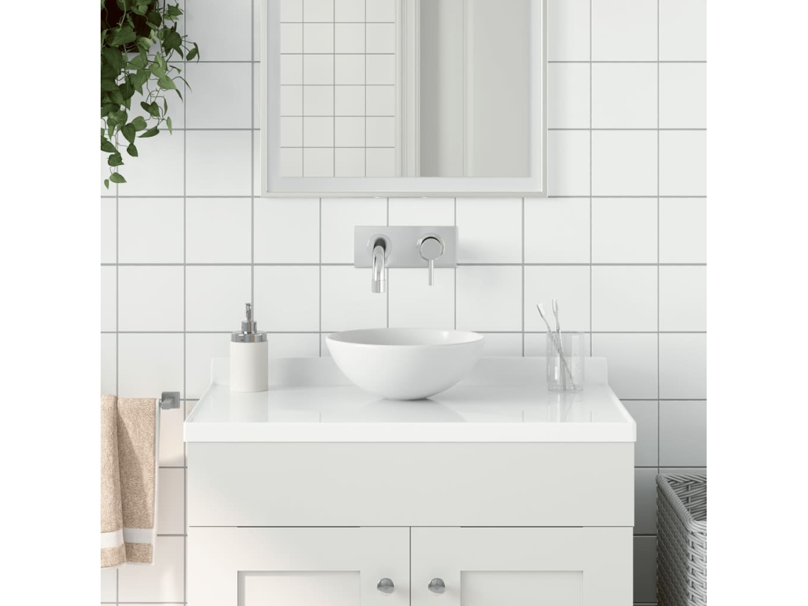 Maison Exclusive - Lavatório de casa de banho redondo cerâmica branco mate