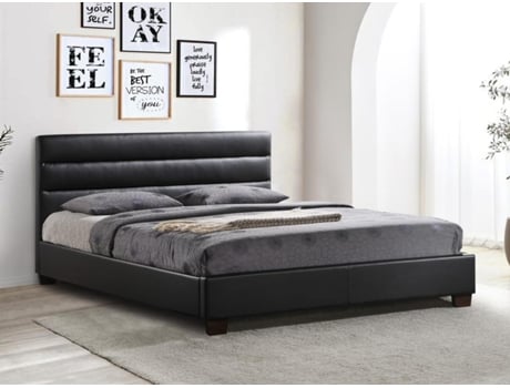 Estrutura de cama FAUSTIN VENTE-UNIQUE Preto 160x200 cm - Com colchão - Com sommier