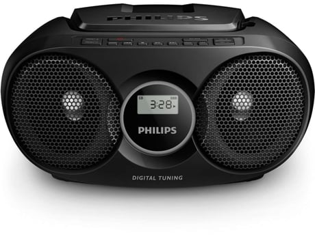 Rádio Boombox CD  AZ215B/12 (Preto - Digital - FM - Pilhas e Corrente)