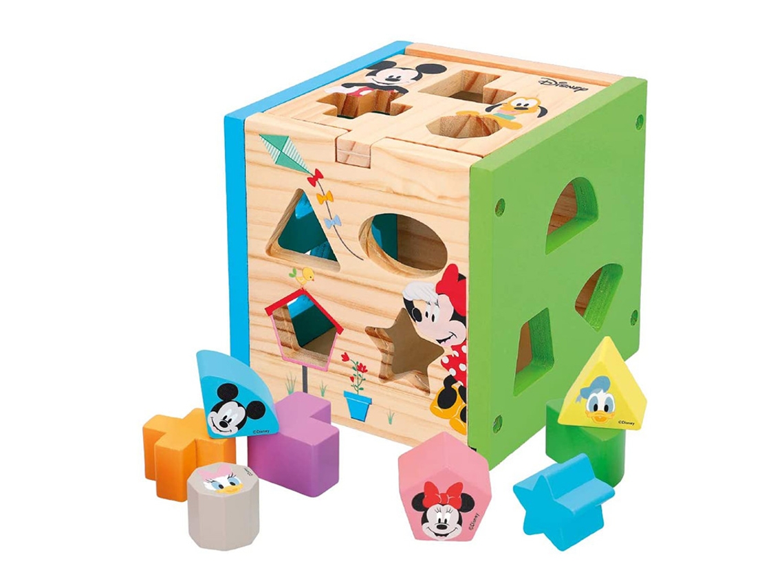 Jogo Didáticos WOOMAX Cubo 13 peças de encaixar de madeira disney (15x15x15  cm - 12 meses)