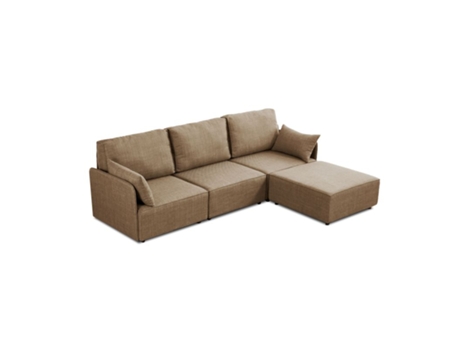 Sofá Modular de 3 Lugares com Chaise Longue e Apoios de Braços Cubiq Beige 279 X 93 X 183 Cm