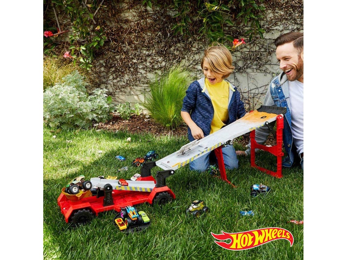 Hot Wheels Pista Downhill Race Go com Carrinhos de Brinquedos Monster Trucks  