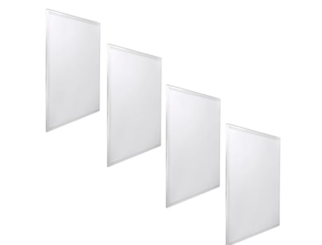 Pack x4 Painel LED, 60x60cm, Potência 48W, Branco Neutro 4200K, 3900 lumens, Moldura Branca, Para Rebaixar em Tecto Falso, Driver incluído