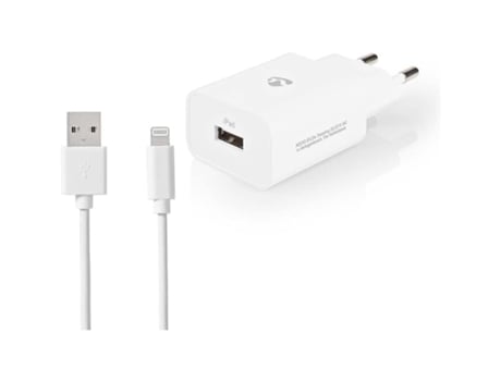 1 Adaptador de Corrente de Porta Usb + Cabo Usb para Lightning NEDIS