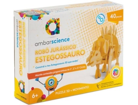 Puzzle 3D AMBARSCIENCE Estegossauro - Robô Puzzle 3D (Idade Minima: 6 anos)