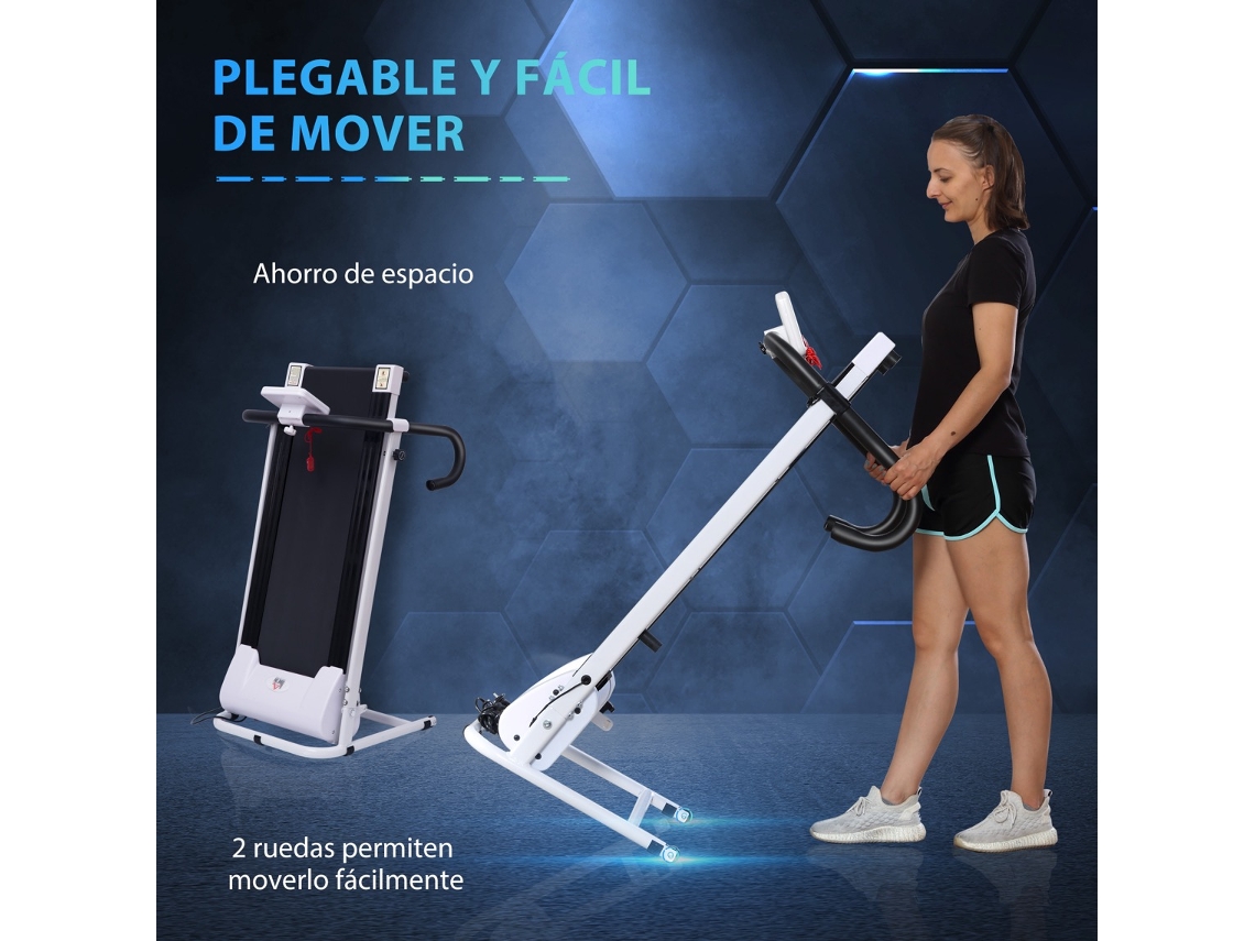 HOMCOM Passadeira de Correr e Andar Dobrável com 12 Programas Velocidade  até 14km/h Tela LED Pulsômetro Superfície 122x41cm e Rodas de Transporte  153x77x124cm Preto