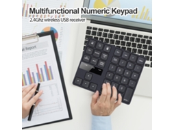 Teclado Numérico Usb Sem Fio 2.4ghz Numpad Numérico Número 1