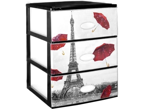 Cômoda Empilhável de Plástico Efeito Cristal Modelo Paris Cor Preto Gavetas de Armazenamento Modular 380 X 370 X 473 Mm COMFORT HOUSE