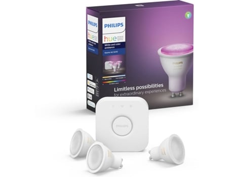 Philips Hue White and Color Ambiance Bridge+3 Lâmpadas LED GU10 5.7W RGB