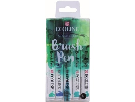 Caneta Brush Ecoline, Ponta Brush, Verdes e Azuis