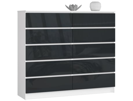 Cómoda Dez Grafite Brilhante 3XE LIVING Painel de partículas Branco (121x138x40)