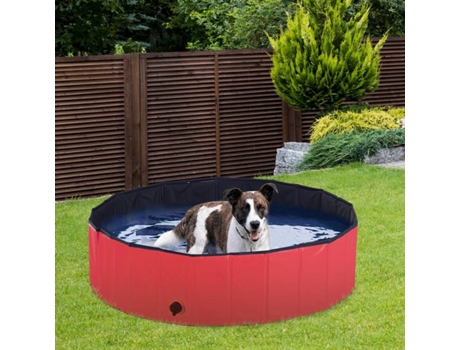 Piscina para Cães PAWHUT D01-004RD (Vermelho - 120 x 30 cm - Pvc, Placa de Madeira)