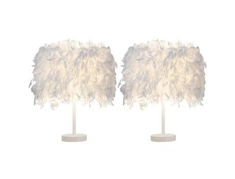 Conjunto com 2 Luminárias de Plumas Lâmpada Moderna Branco TRUYUETY