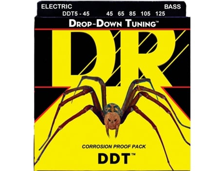 Jogo de Cordas Baixo Elétrico DR DDT5-45 Drop Down Tuning (.045 - .065 - .085 - .0105 - .0125 - Aço Inoxidável)