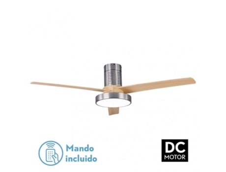 Ventilador Dc Pax 40W 3200Lm Níquel 3 Lâminas de Faia 32X139D 3000-4000-6000K com Controle Remoto Memória e Temporizador FABRILAMP