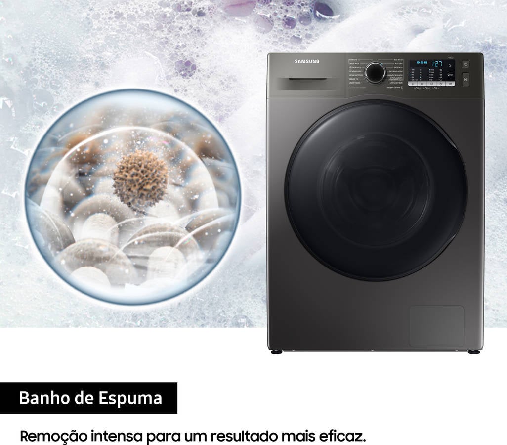 Máquina De Lavar E Secar Roupa Samsung Wd90ta046bx/ep Lava 9kg Seca 6kg  Inox