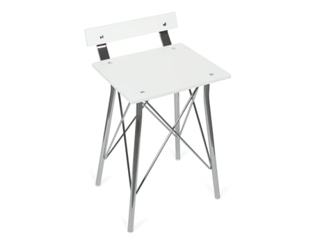 BELTRAN 1903 STOOL Banco cromado/branco com encosto em superfície sólida Orleans BELTRAN