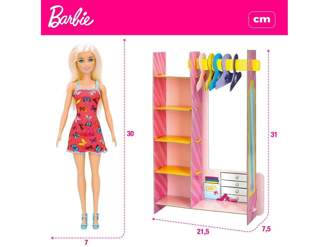 Boneca Barbie Estilista Fashion Closet Da Moda Acessórios - Azul