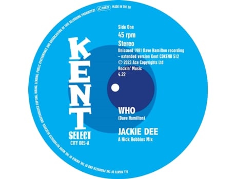 Jackie Dee The Dave Hamilton Band Who / Who Instrumental 7 Vinil 45Rpm